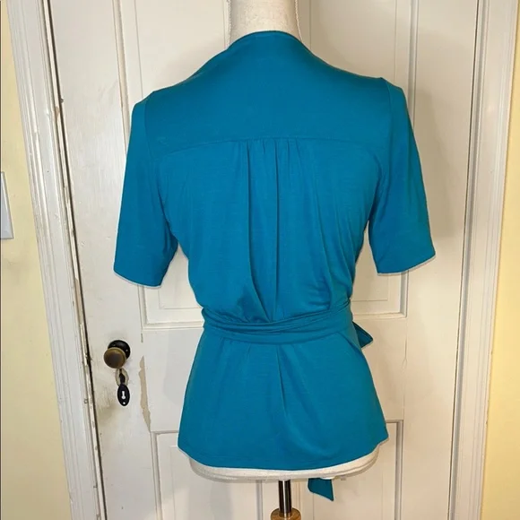 Anni Kuan - Elegant Teal Wrap Top - Picture 3 of 10